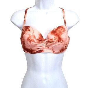 Shade Shore Bikini Top 36C Rust Tie Dye Underwire Crochet Boho Earthy Festival